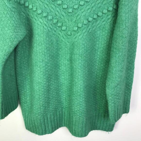 Talbots Sweater Womens 1X Kelly Green Bobble Cable Knit Comfy Cozy Soft - Picture 4 of 7